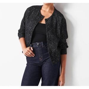 NWT Spanx Herringbone Ponte Knit Bomber Jacket - Size Large